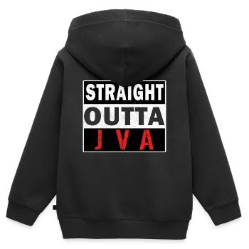 Straight aus JVA, Knast, Ex Häftling Geschenkidee - Kinder Premium Organic Zip Hoodie - Schwarz - Hinten - AI Model Kid Male (0cm)