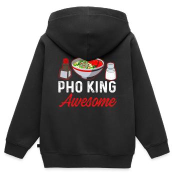 Pho-König - Kinder Premium Organic Zip Hoodie - Schwarz - Hinten - AI Model Kid Male (0cm)