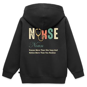 Nurse - Kids Premium Organic Zip-up Hoodie - black - Back - AI Model Kid Male (0cm)