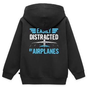 Aviation 3000000000000000 - Sweat Premium à capuche zippé enfant bio - noir - Dos - AI Model Kid Male (0cm)