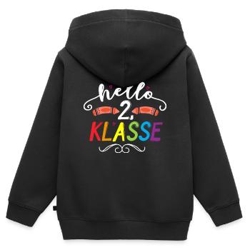 Hallo 2. Klasse Schulbeginn Schule Zweite Klasse - Kinder Premium Organic Zip Hoodie - Schwarz - Hinten - AI Model Kid Male (0cm)