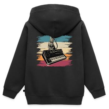 Modular Synthesizer Elektronische Musik Analog Cat - Kinder Premium Organic Zip Hoodie - Schwarz - Hinten - AI Model Kid Male (0cm)