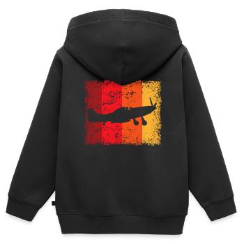 Flugzeug Piloten Fliegen Flieger Motorflugzeug - Kinder Premium Organic Zip Hoodie - Schwarz - Hinten - AI Model Kid Male (0cm)