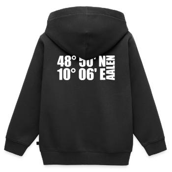 Aalen Koordinaten - Kinder Premium Organic Zip Hoodie - Schwarz - Hinten - AI Model Kid Male (0cm)
