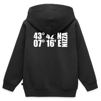 Nizza Koordinaten - Kinder Premium Organic Zip Hoodie - Schwarz - Hinten - AI Model Kid Male (0cm)