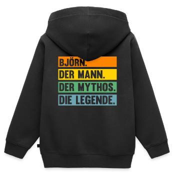 Björn - Kinder Premium Organic Zip Hoodie - Schwarz - Hinten - AI Model Kid Male (0cm)