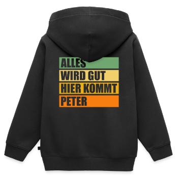 Peter - Kinder Premium Organic Zip Hoodie - Schwarz - Hinten - AI Model Kid Male (0cm)