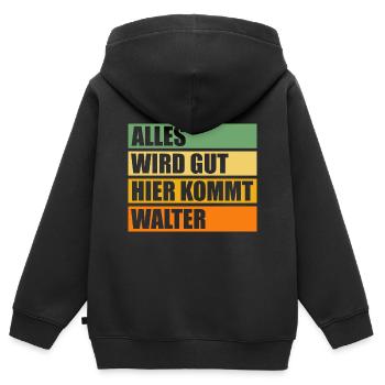 Walter - Kinder Premium Organic Zip Hoodie - Schwarz - Hinten - AI Model Kid Male (0cm)
