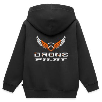 Drone Drones Drone Flight Drone Pilot - Sweat Premium à capuche zippé enfant bio - noir - Dos - AI Model Kid Male (0cm)