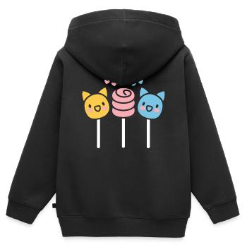 candy - Kids Premium Organic Zip-up Hoodie - black - Back - AI Model Kid Male (0cm)