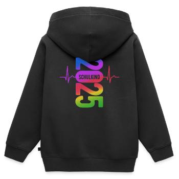 Schulkind 2025 - EKG - Puls - Einschulung - Kinder Premium Organic Zip Hoodie - Schwarz - Hinten - AI Model Kid Male (0cm)