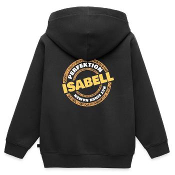 Perfektion Isabell - Kinder Premium Organic Zip Hoodie - Schwarz - Hinten - AI Model Kid Male (0cm)