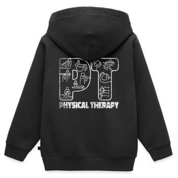 Physio practice physiotherapy - Kids Premium Organic Zip-up Hoodie - black - Back - AI Model Kid Male (0cm)