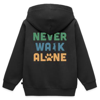 Never Walk Alone - Sweat Premium à capuche zippé enfant bio - noir - Dos - AI Model Kid Male (0cm)