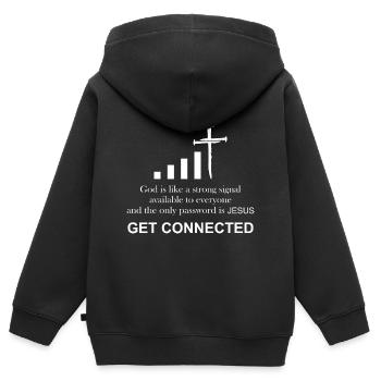Prêtre catholique | Drôle de cadeau | - Sweat Premium à capuche zippé enfant bio - noir - Dos - AI Model Kid Male (0cm)