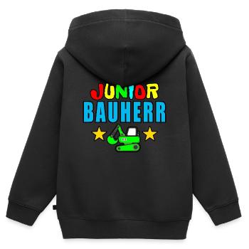 Junior Bauherr - Kinder Premium Organic Zip Hoodie - Schwarz - Hinten - AI Model Kid Male (0cm)