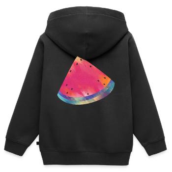 Bunte Wassermelone Sommer Lebensmittel - Kinder Premium Organic Zip Hoodie - Schwarz - Hinten - AI Model Kid Male (0cm)
