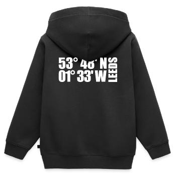 Leeds Koordinaten - Kinder Premium Organic Zip Hoodie - Schwarz - Hinten - AI Model Kid Male (0cm)