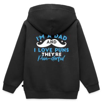 Papa Pun Amant - Sweat Premium à capuche zippé enfant bio - noir - Dos - AI Model Kid Male (0cm)