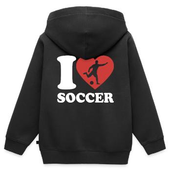 I Love Soccer - Herz - Hobby - Kinder Premium Organic Zip Hoodie - Schwarz - Hinten - AI Model Kid Male (0cm)