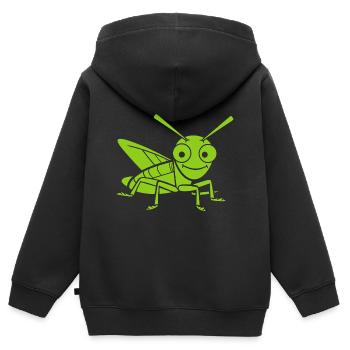 Sauterelle - Sweat Premium à capuche zippé enfant bio - noir - Dos - AI Model Kid Male (0cm)