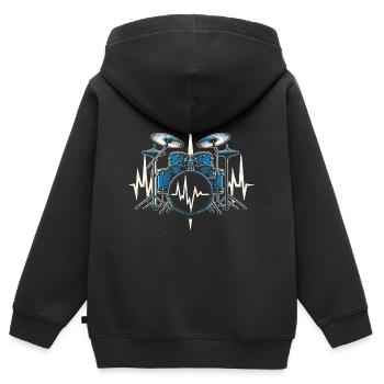 Trommel Herzschlag 2024 - Kinder Premium Organic Zip Hoodie - Schwarz - Hinten - AI Model Kid Male (0cm)