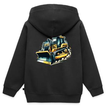 Planierraupe auf der Baustelle coole Baufahrzeuge - Kinder Premium Organic Zip Hoodie - Schwarz - Hinten - AI Model Kid Male (0cm)