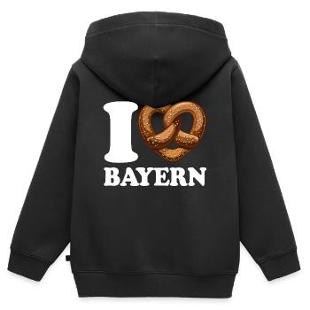 I Love Bayern & Brezn - Herz - Hobby - Kinder Premium Organic Zip Hoodie - Schwarz - Hinten - AI Model Kid Male (0cm)