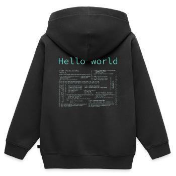 Hello World - Computer Pr... Programmeur & Nerd - Sweat Premium à capuche zippé enfant bio - noir - Dos - AI Model Kid Male (0cm)