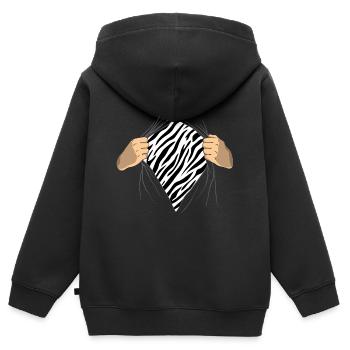 Zebra - Sweat Premium à capuche zippé enfant bio - noir - Dos - AI Model Kid Male (0cm)