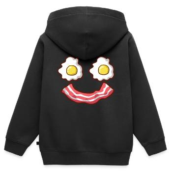 Petit-déjeuner Oeufs Bacon Cadeau - Sweat Premium à capuche zippé enfant bio - noir - Dos - AI Model Kid Male (0cm)