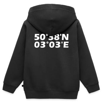 Coordonnées de Lille - Sweat Premium à capuche zippé enfant bio - noir - Dos - AI Model Kid Male (0cm)