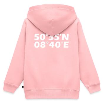 Gießen Koordinaten - Kinder Premium Organic Zip Hoodie - Rosa - Hinten - AI Model Kid Female (0cm)