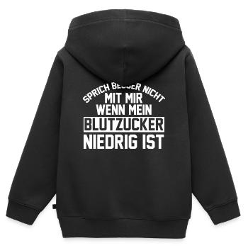 Diabetes Diabetiker - Kinder Premium Organic Zip Hoodie - Schwarz - Hinten - AI Model Kid Male (0cm)