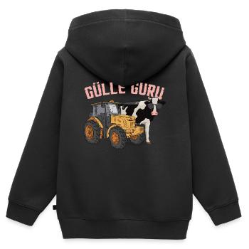 Gülle Guru - Kinder Premium Organic Zip Hoodie - Schwarz - Hinten - AI Model Kid Male (0cm)