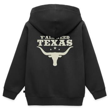 Ihr alle braucht Texas - Kinder Premium Organic Zip Hoodie - Schwarz - Hinten - AI Model Kid Male (0cm)
