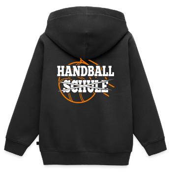 Idée cadeau de joueur de handball au lieu d’école - Sweat Premium à capuche zippé enfant bio - noir - Dos - AI Model Kid Male (0cm)