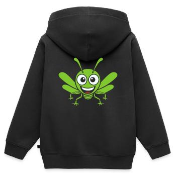 Sauterelle - Sweat Premium à capuche zippé enfant bio - noir - Dos - AI Model Kid Male (0cm)