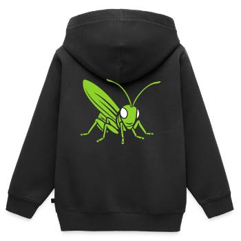 Sauterelle - Sweat Premium à capuche zippé enfant bio - noir - Dos - AI Model Kid Male (0cm)