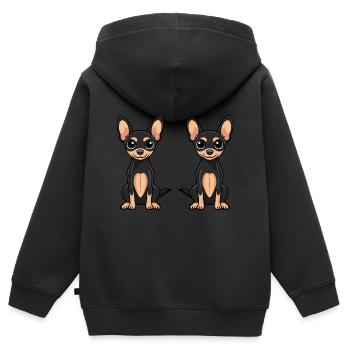 Pinscher Hund Comic - Kinder Premium Organic Zip Hoodie - Schwarz - Hinten - AI Model Kid Male (0cm)