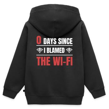 Technical Support 0 Days Since My Last PC Crash - Kids Premium Organic Zip-up Hoodie - black - Back - AI Model Kid Male (0cm)