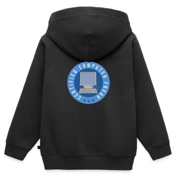 Computer certified - Computer Freak - Kinder Premium Organic Zip Hoodie - Schwarz - Hinten - AI Model Kid Male (0cm)