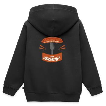 Grill saucisse - grill saucisse - Sweat Premium à capuche zippé enfant bio - noir - Dos - AI Model Kid Male (0cm)