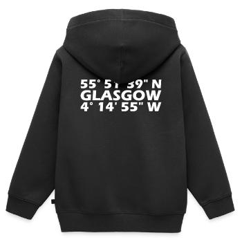 Coordonnées de Glasgow - Sweat Premium à capuche zippé enfant bio - noir - Dos - AI Model Kid Male (0cm)