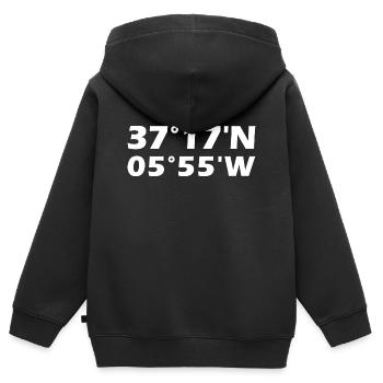 Dos Hermanas Koordinaten - Kinder Premium Organic Zip Hoodie - Schwarz - Hinten - AI Model Kid Male (0cm)