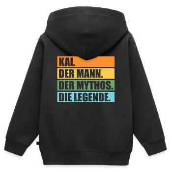 Kai - Kinder Premium Organic Zip Hoodie - Schwarz - Hinten - AI Model Kid Male (0cm)