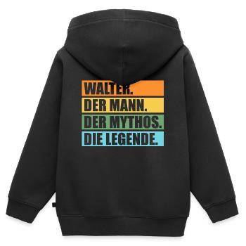 Walter - Kinder Premium Organic Zip Hoodie - Schwarz - Hinten - AI Model Kid Male (0cm)