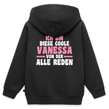 Vanessa - Kinder Premium Organic Zip Hoodie - Schwarz - Hinten - AI Model Kid Male (0cm)