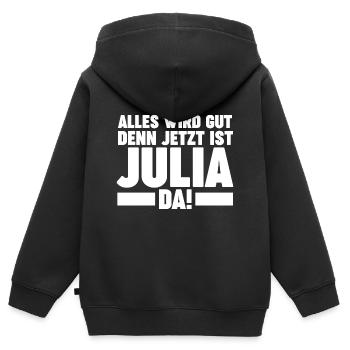 Vorname Julia - Kinder Premium Organic Zip Hoodie - Schwarz - Hinten - AI Model Kid Male (0cm)