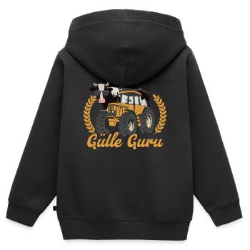 Gülle Guru Kuh Landwirt - Kinder Premium Organic Zip Hoodie - Schwarz - Hinten - AI Model Kid Male (0cm)